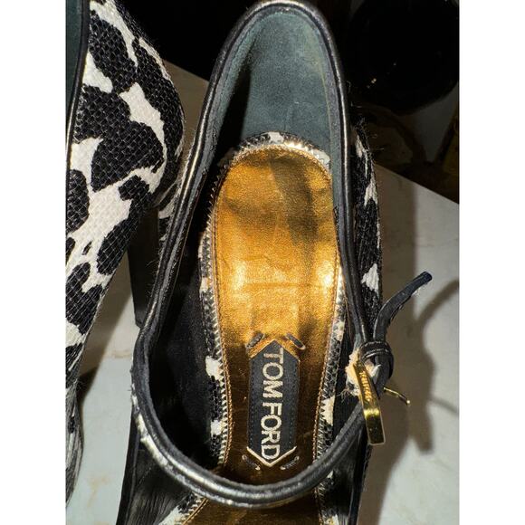 Vintage Tom Ford Platform Heels Cow Print Sz 39 made in Italy - Picture 10 of 16